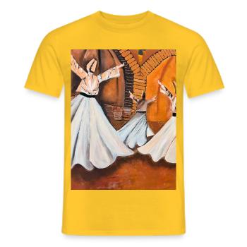 Sema - Der mystische Lichttanz - Männer T-Shirt - Gelb - Vorne - AI Model Male 178 dark (178cm)