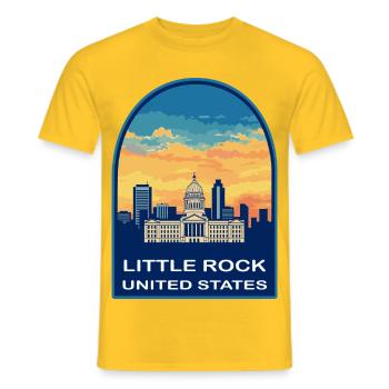 Little Rock, Arkansas Capitol Sunset Reiseabzeichen - Männer T-Shirt - Gelb - Vorne - AI Model Male 178 dark (178cm)