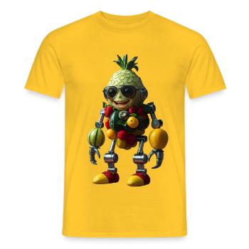 Tropical Fruit Robot - Men's T-Shirt - yellow - Front - AI Model Male 178 dark (178cm)