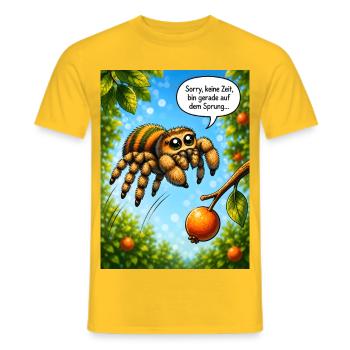 Niedliche Springspinne mit Wortspiel-Humor - Männer T-Shirt - Gelb - Vorne - AI Model Male 178 dark (178cm)