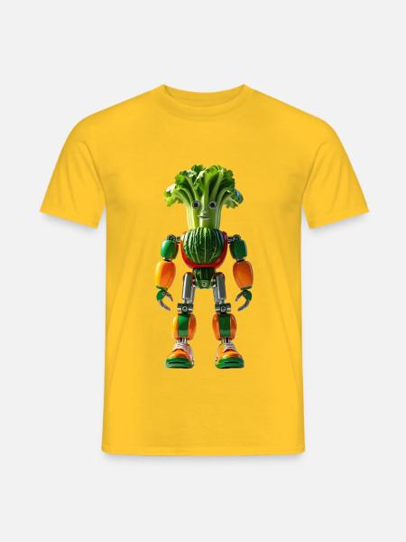 Farbenfroher Veggie-Roboter - Männer T-Shirt - Gelb