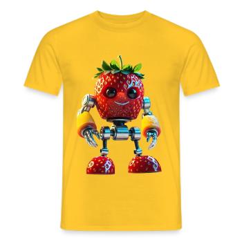 BOT FRAISE - Le Mignon Robot Bio-Organique - T-shirt homme - jaune - Devant - AI Model Male 178 dark (178cm)