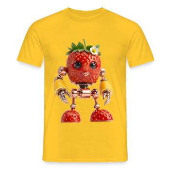 STRAWBERRY BOT - Cute Female Organic Robot - Men's T-Shirt - yellow - Front - AI Model Male 178 dark (178cm)