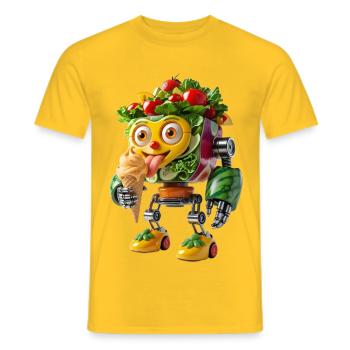 Gelotto Robot - Fun Cream Food Art - Men's T-Shirt - yellow - Front - AI Model Male 178 dark (178cm)