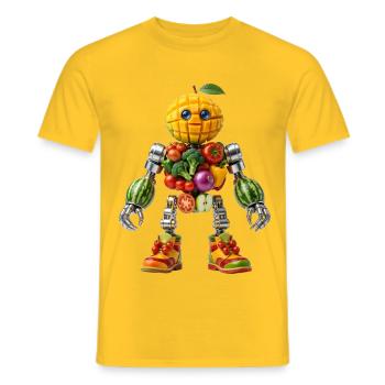 Mango Robot Art | Creative Food Design - Men's T-Shirt - yellow - Front - AI Model Male 178 dark (178cm)