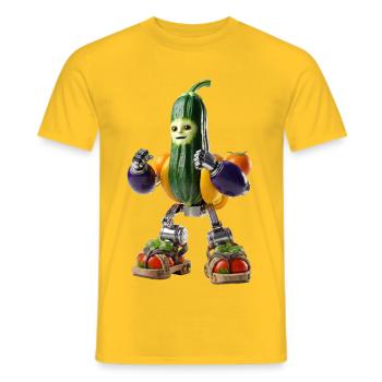 Cute Zucchini Veggie Robot Cyborg - Men's T-Shirt - yellow - Front - AI Model Male 178 dark (178cm)