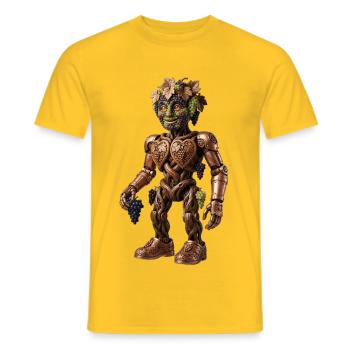 Grape Steampunk Robot Vine Golem - Men's T-Shirt - yellow - Front - AI Model Male 178 dark (178cm)