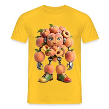 Robot pêche aux fruits avec des fleurs - T-shirt homme - jaune - Devant - AI Model Male 178 dark (178cm)