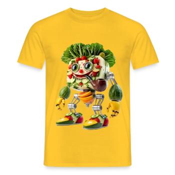 Mignonne pipe de smoking robot végétarien - T-shirt homme - jaune - Devant - AI Model Male 178 dark (178cm)