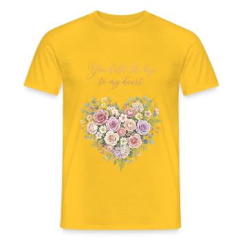 Floral key to the heart - Men's T-Shirt - yellow - Front - AI Model Male 178 dark (178cm)