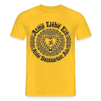 Inspire Amour Expire Gratitude - Lotus Heart - T-shirt homme - jaune - Devant - AI Model Male 178 dark (178cm)