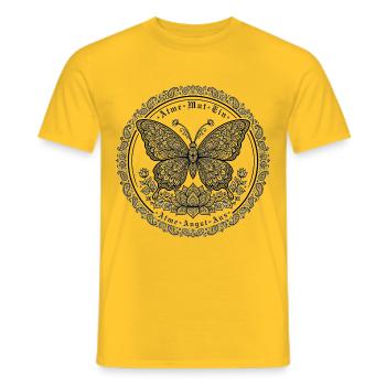 Respire courage expire la peur - Mandala Butterfly - T-shirt homme - jaune - Devant - AI Model Male 178 dark (178cm)