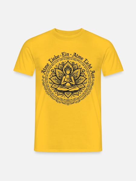 Atme Liebe Ein Atme Licht Aus - Namaste Lotus Yoga - Männer T-Shirt - Gelb