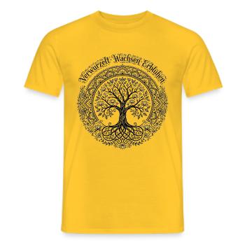 Verwurzelt Wachsen Erblühen - Baum des Lebens Yoga - Männer T-Shirt - Gelb - Vorne - AI Model Male 178 dark (178cm)