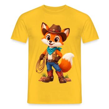 Fuchs Cowboy Lasso - Männer T-Shirt - Gelb - Vorne - AI Model Male 178 dark (178cm)