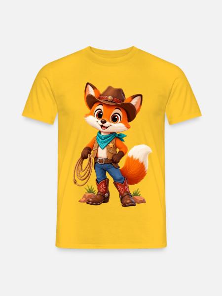 Fuchs Cowboy Lasso - Männer T-Shirt - Gelb