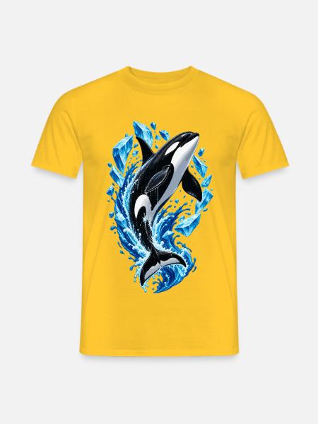 Eisiger Orca Sprung mit Kristallen - Männer T-Shirt - Gelb