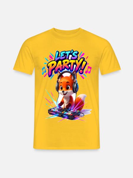 Fox DJ: Lasst uns feiern - Männer T-Shirt - Gelb