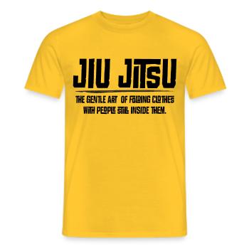 Jiu Jitsu - the gentle art of folding clothes, - Men's T-Shirt - yellow - Front - AI Model Male 178 dark (178cm)
