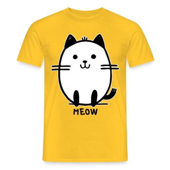 mignon dessin animé miaou chat - T-shirt homme - jaune - Devant - AI Model Male 178 dark (178cm)