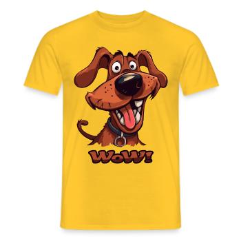 Wau Wow lustiger Cartoon Hund - Männer T-Shirt - Gelb - Vorne - AI Model Male 178 dark (178cm)