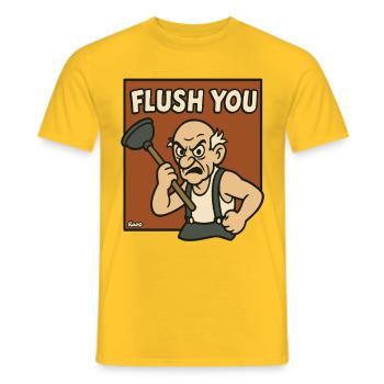 Wütender Opa mit Pömpel Comic Motiv - Männer T-Shirt - Gelb - Vorne - AI Model Male 178 dark (178cm)