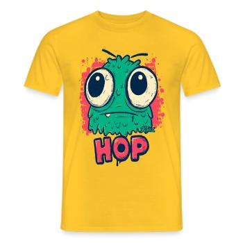 Cute Monster With Big Eyes Hop - Men's T-Shirt - yellow - Front - AI Model Male 178 dark (178cm)