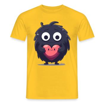 Fluffy Monster with Heart - Men's T-Shirt - yellow - Front - AI Model Male 178 dark (178cm)