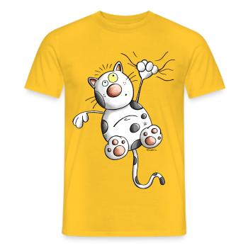 Aventureux Chat - T-shirt homme - jaune - Devant - AI Model Male 178 dark (178cm)
