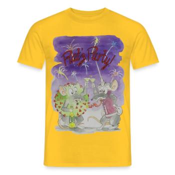 Ratfoodz' Rat'z Party (Frontprint) by RatzDesign - Männer T-Shirt - Gelb - Vorne - AI Model Male 178 dark (178cm)