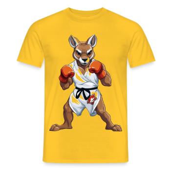 Kangaroo Karate Fighter - Men's T-Shirt - yellow - Front - AI Model Male 178 dark (178cm)