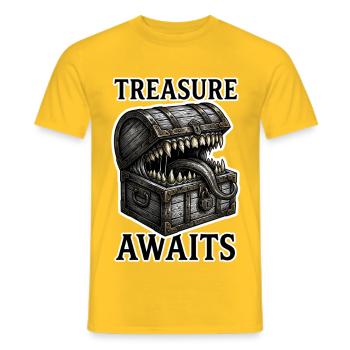 Treasure Awaits - Mimic Chest Monster TTRPG - Men's T-Shirt - yellow - Front - AI Model Male 178 dark (178cm)