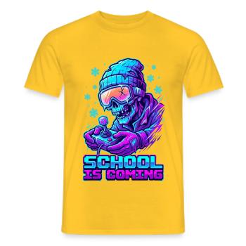 L’école arrive Joueur de zombies néon Winter Beanie - T-shirt homme - jaune - Devant - AI Model Male 178 dark (178cm)