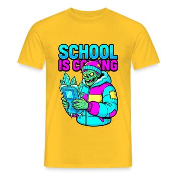 L’école arrive hiver 95 Zombie gamer portable - T-shirt homme - jaune - Devant - AI Model Male 178 dark (178cm)