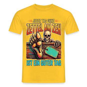 Zettel Zahn: Ein guter Tag - Männer T-Shirt - Gelb - Vorne - AI Model Male 178 dark (178cm)