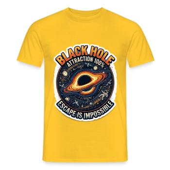 Schwarzes Loch Anziehung 100% - Männer T-Shirt - Gelb - Vorne - AI Model Male 178 dark (178cm)
