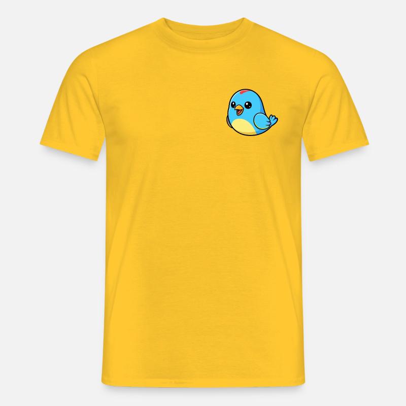Fröhlicher Blauer Vogel Cartoon - Männer T-Shirt - Gelb