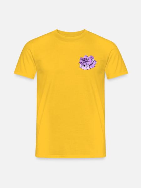Lila Pfingstrose Linienkunst - Männer T-Shirt - Gelb