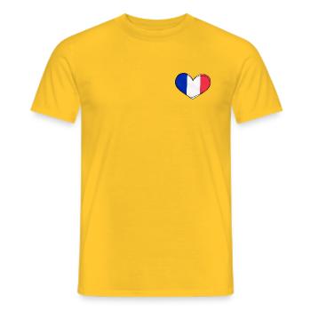 Cœur Tricolore Frankreich - Männer T-Shirt - Gelb - Vorne - AI Model Male 178 dark (178cm)