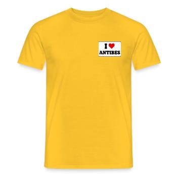 Ich liebe Antibes, ich liebe Antibes, Geographie-Geschenk - Männer T-Shirt - Gelb - Vorne - AI Model Male 178 dark (178cm)