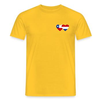 Chile_Holland_Flagge_Herz - Men's T-Shirt - yellow - Front - AI Model Male 178 dark (178cm)