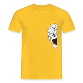 Manga Red Eye Halfface - Men's T-Shirt - yellow - Front - AI Model Male 178 dark (178cm)