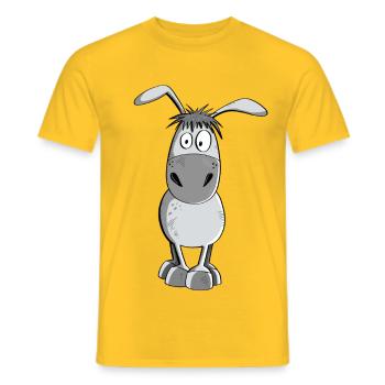 Funny Grey Donkey - Animaux - Comic - T-shirt homme - jaune - Devant - AI Model Male 178 dark (178cm)