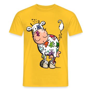 Farbklecks Kuh - Männer T-Shirt - Gelb - Vorne - AI Model Male 178 dark (178cm)