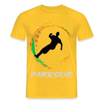 Parkour - Men's T-Shirt - yellow - Front - AI Model Male 178 dark (178cm)