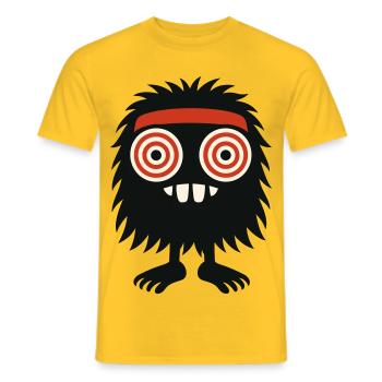 Shaggy Monster with Hypno Eyes - Men's T-Shirt - yellow - Front - AI Model Male 178 dark (178cm)
