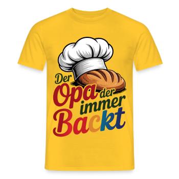 Der Opa der immer backt - Männer T-Shirt - Gelb - Vorne - AI Model Male 178 dark (178cm)