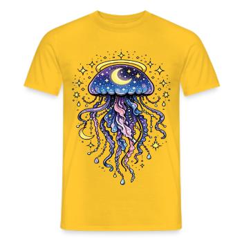 Quallen, kosmische Galaxie, Mond und Sterne - Männer T-Shirt - Gelb - Vorne - AI Model Male 178 dark (178cm)