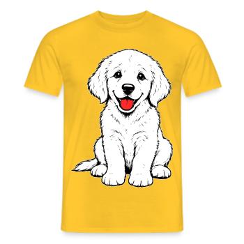 Golden_Retriever_Welpen_sitzend_weiss - Men's T-Shirt - yellow - Front - AI Model Male 178 dark (178cm)