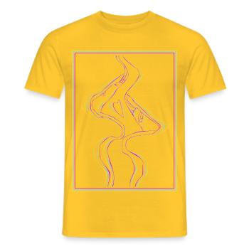 Kissing mouths in rainbow frame - Men's T-Shirt - yellow - Front - AI Model Male 178 dark (178cm)